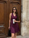 2PCS Top gessato e gonna a pieghe bordeaux anni '60