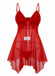 Completo intimo babydoll con pon pon rosso anni '70