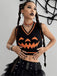 Gilet con faccia di zucca Halloween nero anni '70