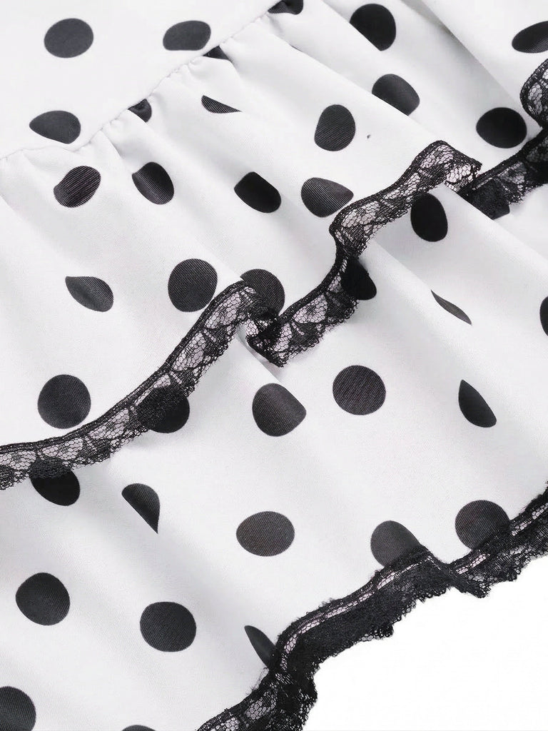 Costumi intero fiocco a pois beige anni '40