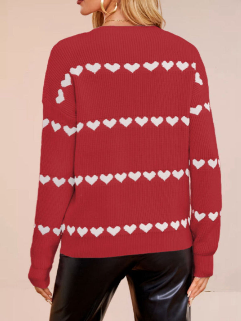 Maglione a maglia a forma di cuore San Valentino anni '40