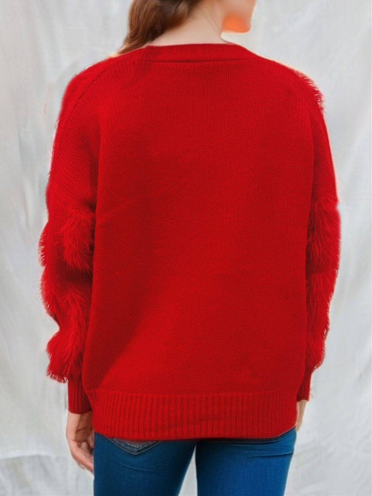 Cardigan in maglia e stampa natalizia 3D bianco anni '70