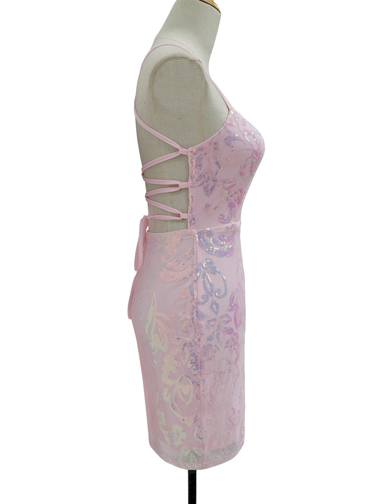 Abito paillettes con spalline sottili e senza schienale anni '20