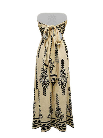 Tuta lunga a gamba larga con stampa tribale boho anni '70