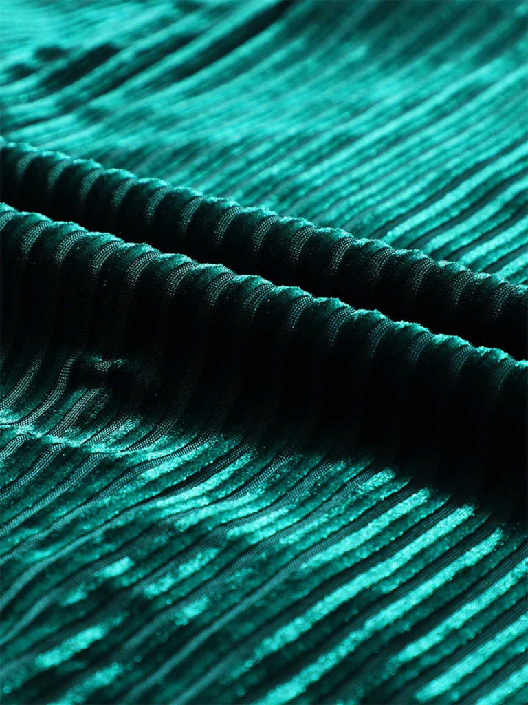 Abito babydoll in velluto con maniche a sbuffo scollo quadrato anni '60