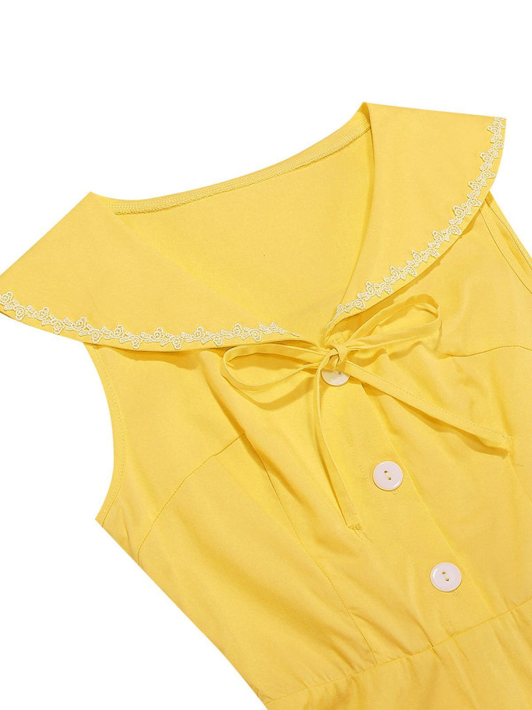 Abito senza maniche con colletto alla marinara e papillon anni '50