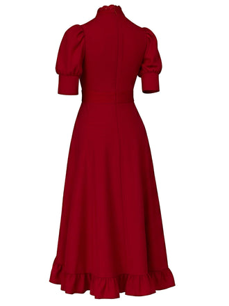 Abito X Prequel Pearl con orlo a balze in pizzo rosso anni '40