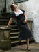 Abito a pois con pizzo nero anni '30