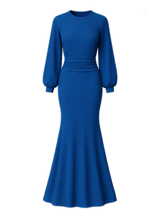 Abito a sirena in maglia glitter con maniche a lanterna anni '30