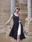 Vestito da spaghetti solido nero anni '50