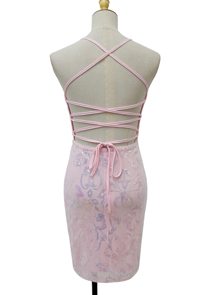 Abito paillettes con spalline sottili e senza schienale anni '20