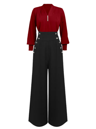 1930s Solid Blouse & Suspender Pants: timeless style reimagined