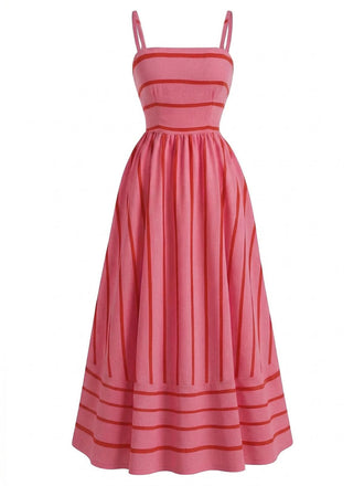 1930s Striped Spaghetti Strap Swing Dress - vintage dress, retro fashion, rockabilly