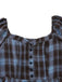 Blue Grey 1940s Plaid Sweetheart Neck Brushed Dress - vintage dress, retro fashion