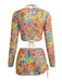 Set Bikini Floreale con Allacciatura al Collo & Copricostume in Rete a Maniche Lunghe Anni '60 3