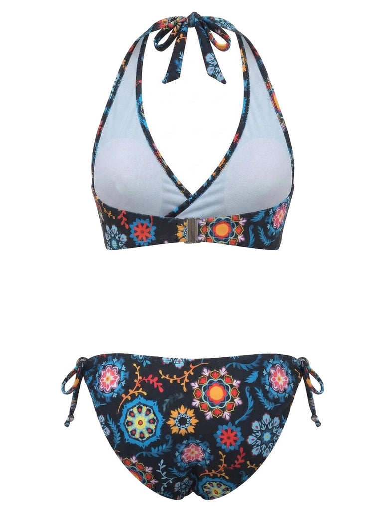 Set Bikini Floreale Halter Anni '40 5