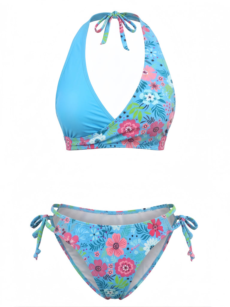 Set Bikini Floreale Halter Anni '40 6
