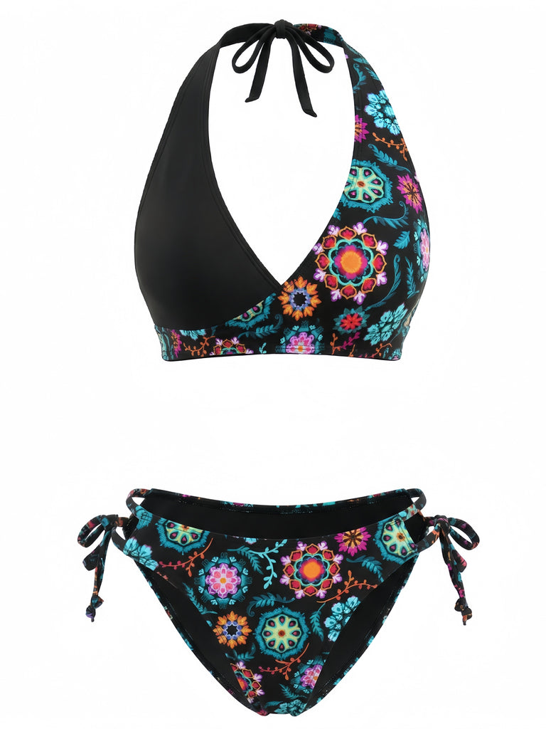 Set Bikini Floreale Halter Anni '40 4