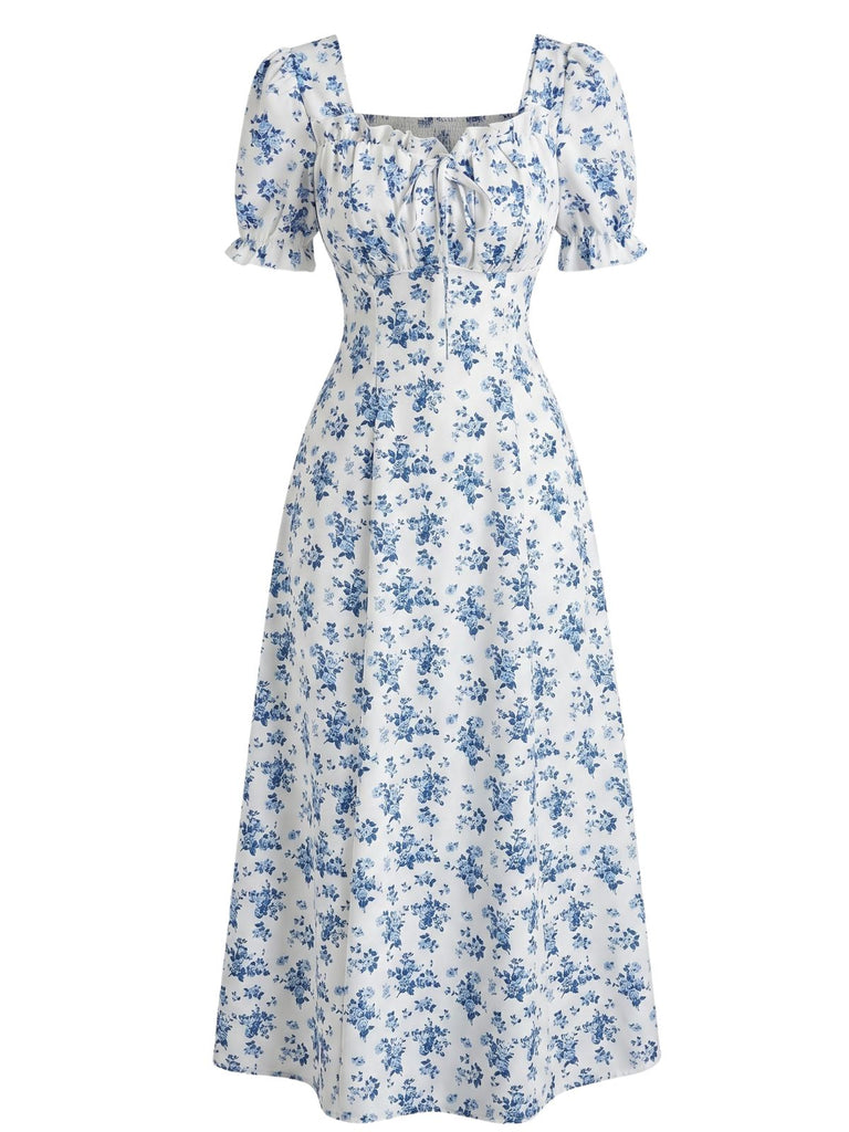 Abito Midi Floreale con Maniche a Sbuffo Anni '40 2