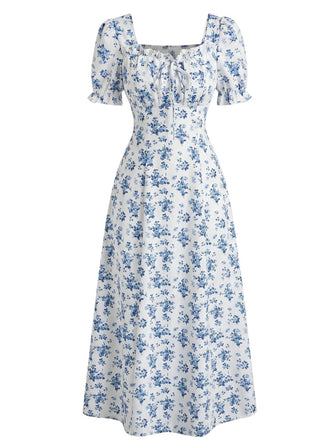 Abito Midi Floreale con Maniche a Sbuffo Anni '40 2