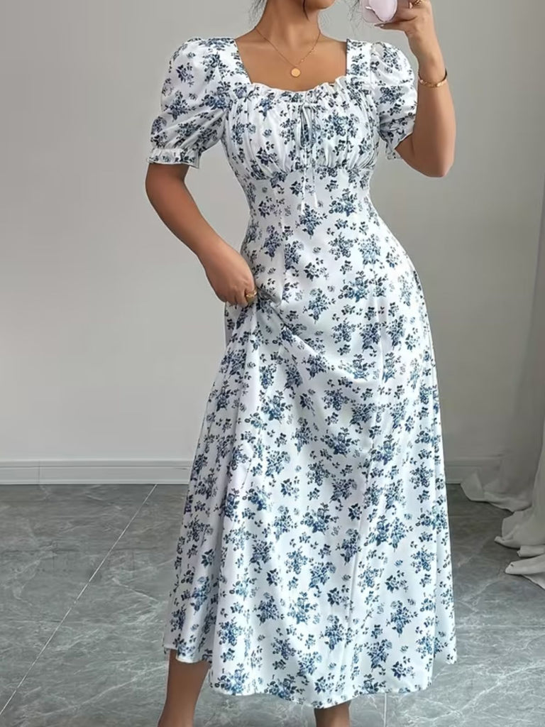 Abito Midi Floreale con Maniche a Sbuffo Anni '40 3
