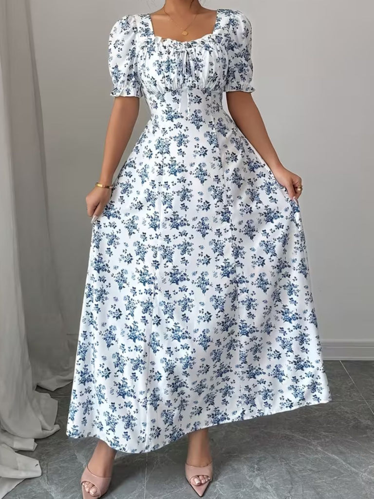 Abito Midi Floreale con Maniche a Sbuffo Anni '40 5