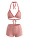 Set Bikini Triangolo Rosso a Righe Halter a Costine Anni '40 2