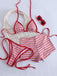 Set Bikini Triangolo Rosso a Righe Halter a Costine Anni '40 4