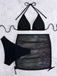 Tinta Unita con Allacciatura al Collo Set Bikini & Crochet Cover-Up Anni '40
