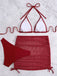 Tinta Unita con Allacciatura al Collo Set Bikini & Crochet Cover-Up Anni '40