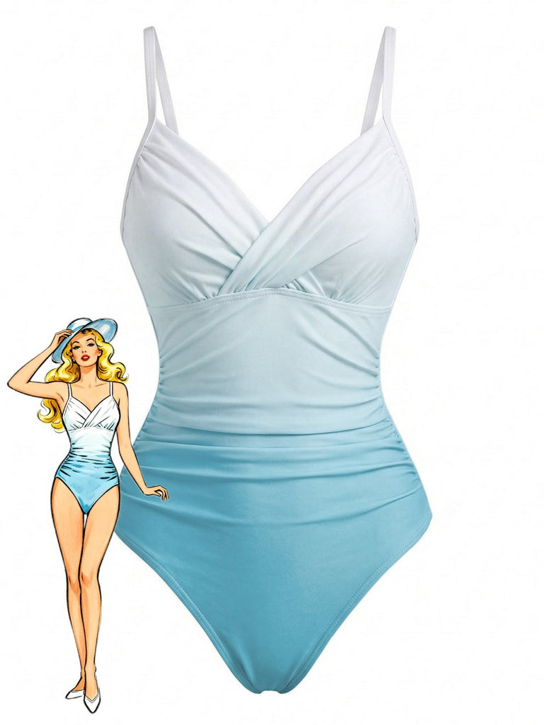 Costume da Bagno Intero Sfumato con Incrocio Anni '40