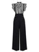 2PCS Camicetta colletto a righe e pantaloni bretelle nero anni '30
