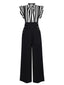 2PCS Camicetta colletto a righe e pantaloni bretelle nero anni '30