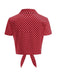 Red 1950s Polka Dot Short Sleeve Bodycon Belted Shirt Blouse - vintage fashion, retro style, elegant red