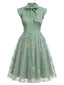 [Prevendita] Abito vintage patchwork floreale in rete verde anni '50