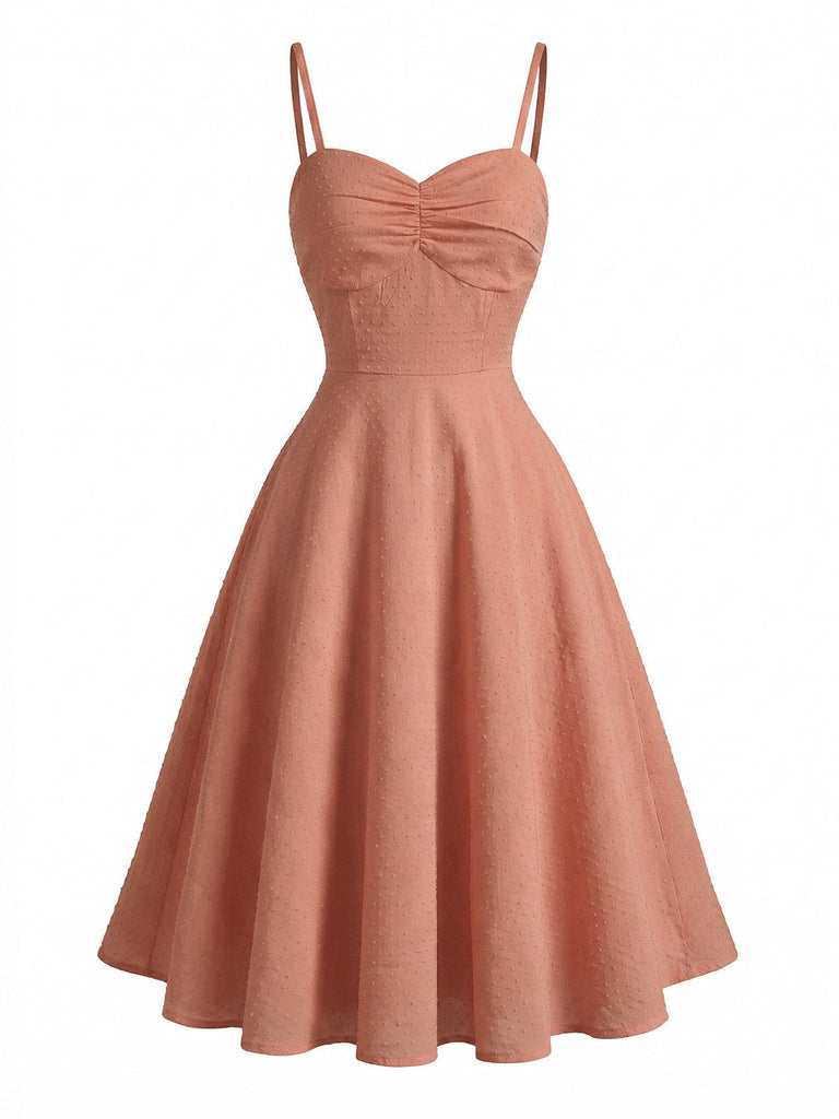 Abito Svasato Spalline Sottili in Cotone Jacquard Anni '50 3