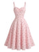 Abito Svasato Spalline Sottili in Cotone Jacquard Anni '50