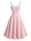 Abito a Ruota Anni '50 in Cotone Jacquard con Spalline Sottili