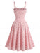 Abito Svasato Spalline Sottili in Cotone Jacquard Anni '50 2