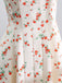 Abito Beige Floreale con Spalline da Annodare Scollo a Cuore Anni '50 4