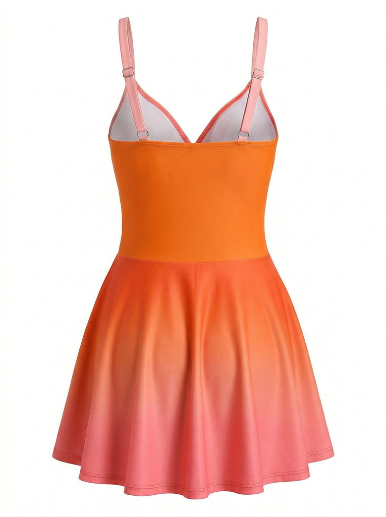 Costume da Bagno con Gonna a Effetto Specchio Degradé e Torsione Frontale Anni '40 5