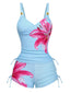 Set tankini anni '50 floreale e a tinta unita con allacciatura