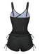 1950s Floral Solid Lace-Up Tankini Set - vintage fashion, retro style