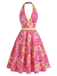 [Pre-Vendita] Floreale con Scollo V Abito Rosa Rosato Anni '50
