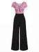 Tuta patchwork a righe fiocco cavo blu anni '50