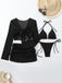 Set Bikini Halter Crochet Tinta Unita con Copricostume Anni '50