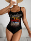 Set Tankini Anni '50 con Palme e Rete con Spalline Sottili