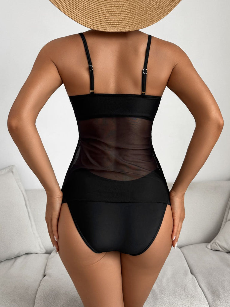 Set Tankini con Palme e Rete con Spalline Sottili Anni '50 4