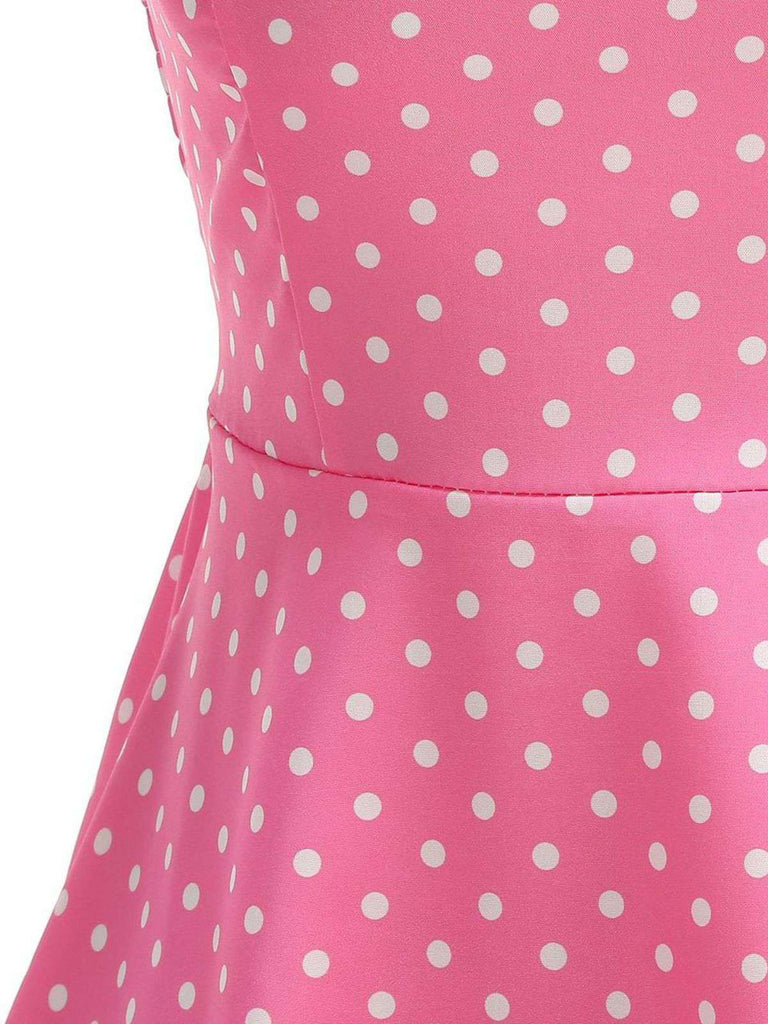 Abito a Ruota Anni '50 a Pois con Scollo All'americana
