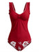Set Tankini Floreale Arricciato con Bretelle a Volant Anni '50